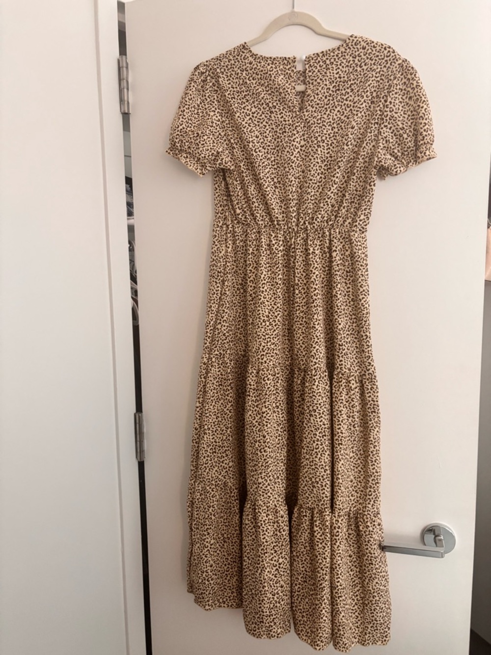 Leopard Print Tiered Dress in Beige - Picture 3 of 4